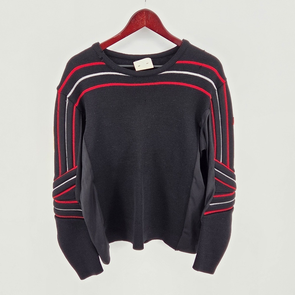Vintage Demetre Padded Wool Men Large‎ Slalom Ski Racing Sweater Pullover Black